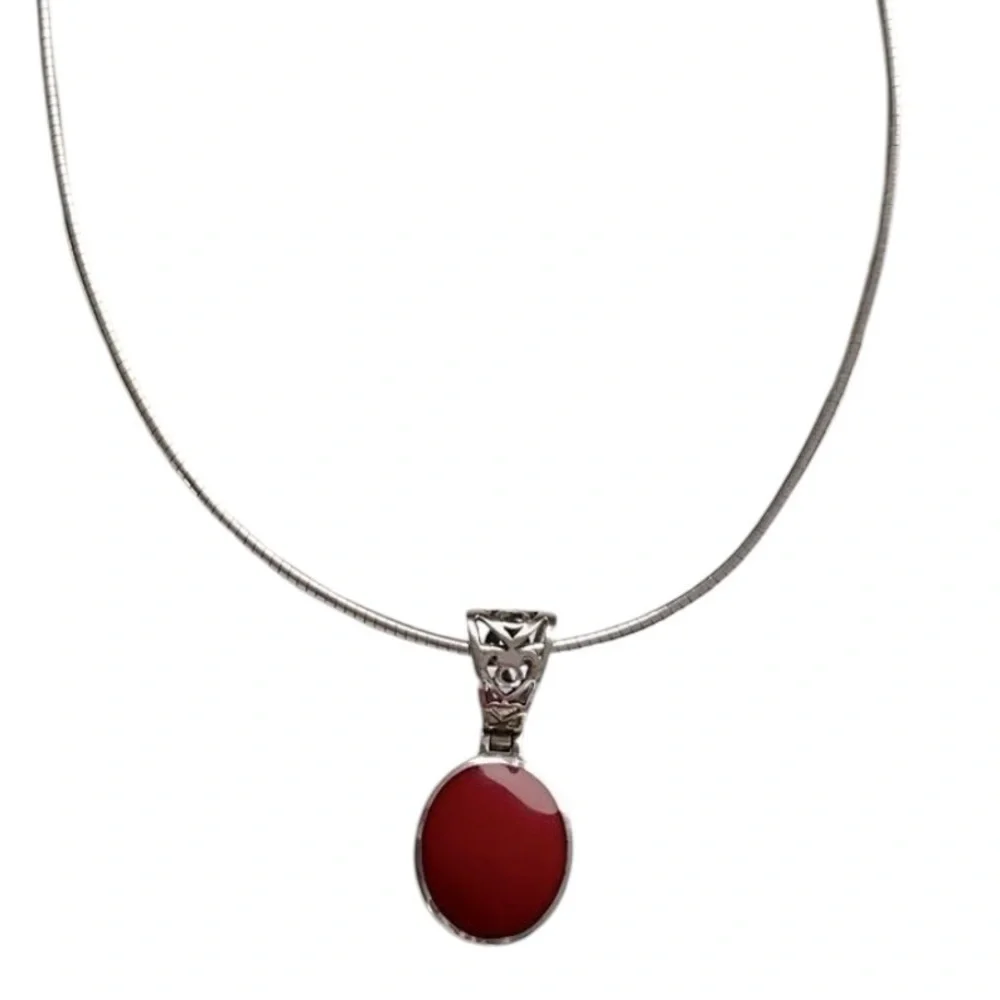 Silpada S1300 RETIRED Red Jasper Open Filigree Reversible Pendant